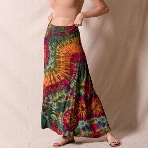 New Bodhi Tree South African Colorful Tie Dye Stretchy Maxi Skirt